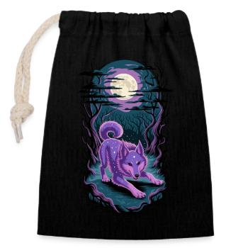 Star Wolf: Magical Moonlit Night - Closable cotton gift bag (14x20cm) - black - Front