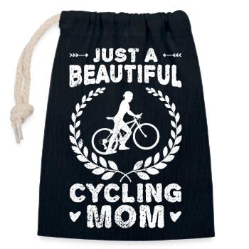 Fahrradfahrer Mutter - Verschließbarer Geschenkbeutel aus Baumwolle (14x20cm) - Navy - Vorne