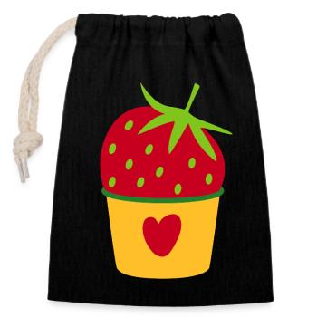 Icecream Cream Strawberry Cream Cupcake Sweet - Closable cotton gift bag (14x20cm) - black - Front
