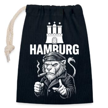 Hamburg Hafenboss - Closable cotton gift bag (14x20cm) - navy - Front