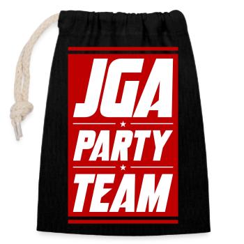 Jga Party Team Junggeselle - Verschließbarer Geschenkbeutel aus Baumwolle (14x20cm) - Schwarz - Vorne