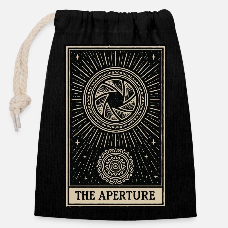 Carte de tarot de photographie – L’ouverture - Sac cadeau en coton avec cordon (14 x 20 cm) - noir