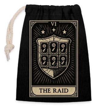 Tarot Datahoarding : Le bouclier RAID - Sac cadeau en coton avec cordon (14 x 20 cm) - noir - Devant