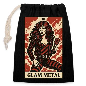 Glam Metal Tarotkarte – Heftig, auffällig und laut - Verschließbarer Geschenkbeutel aus Baumwolle (14x20cm) - Schwarz - Vorne