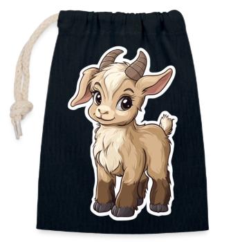 Chèvre - Sac cadeau en coton avec cordon (14 x 20 cm) - bleu marine - Devant