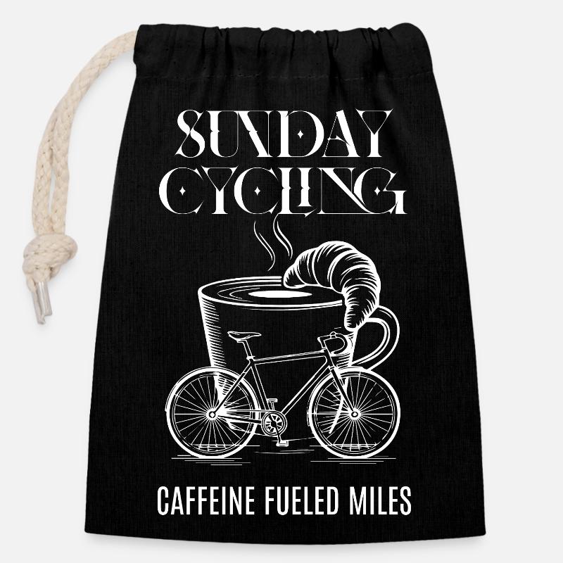 Miles alimentés par la caféine - Sac cadeau en coton avec cordon (14 x 20 cm) - noir