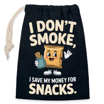 Je ne fume pas J’économise mon argent Collations Non-fumeur - Sac cadeau en coton avec cordon (14 x 20 cm) - bleu marine - Devant