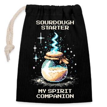 Le levain : mon âme sœur | Cuisson du pain - Sac cadeau en coton avec cordon (14 x 20 cm) - noir - Devant