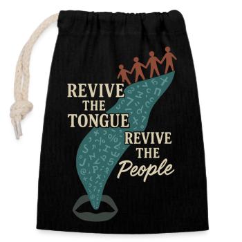 Indigenous Language Revitalization Native Speakers - Closable cotton gift bag (14x20cm) - black - Front