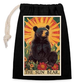 Sun Bear Malaienbär - Verschließbarer Geschenkbeutel aus Baumwolle (14x20cm) - Schwarz - Vorne
