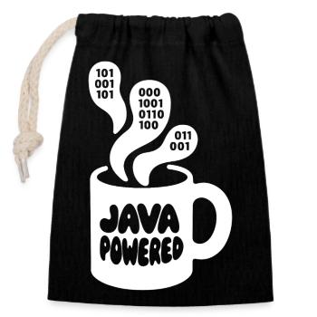 Java Powered Mug: Binary Steam - Verschließbarer Geschenkbeutel aus Baumwolle (14x20cm) - Schwarz - Vorne