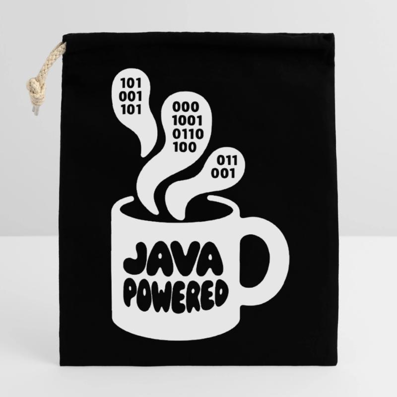 Java Powered Mug: Binary Steam Verschließbarer Geschenkbeutel aus Baumwolle (14x20cm)