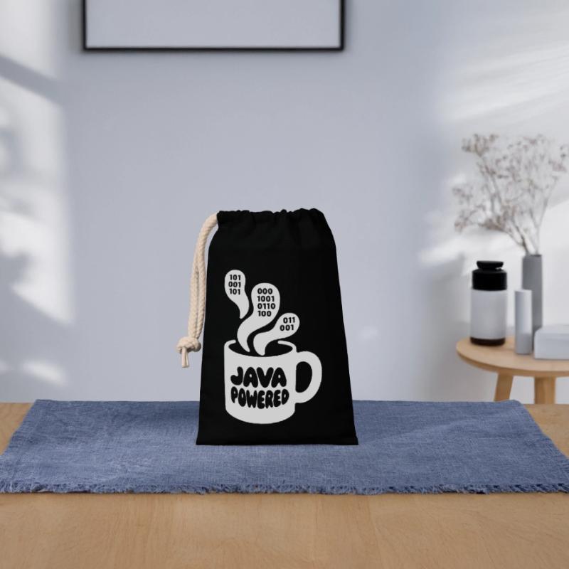 Java Powered Mug: Binary Steam Verschließbarer Geschenkbeutel aus Baumwolle (14x20cm)