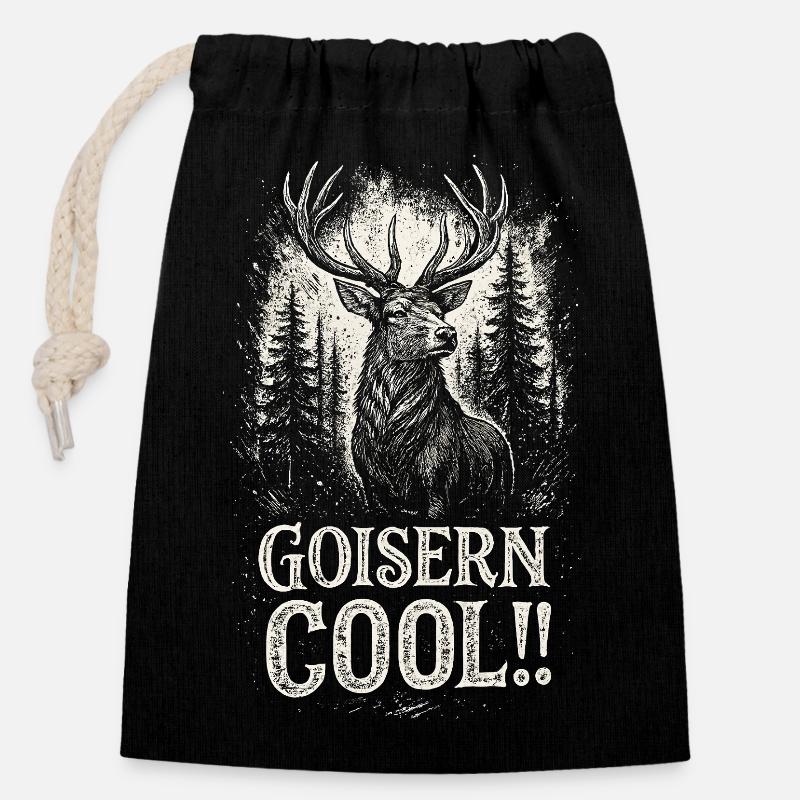Goisern Hirsch Forest - Closable cotton gift bag (14x20cm) - black