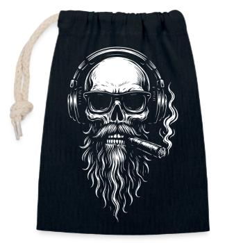 Einfarbiger Totenkopf-DJ mit Bart - Verschließbarer Geschenkbeutel aus Baumwolle (14x20cm) - Navy - Vorne
