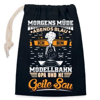 Modellbahn Modelleisenbahn Eisenbahn - Verschließbarer Geschenkbeutel aus Baumwolle (14x20cm) - Navy - Vorne