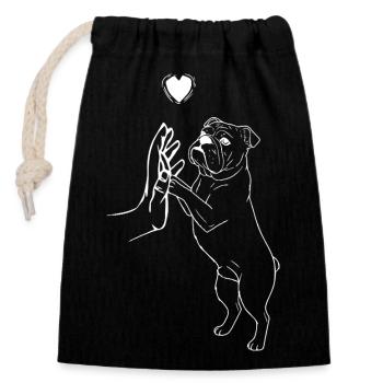 Englische Bulldogge Liebhaber Hund - Verschließbarer Geschenkbeutel aus Baumwolle (14x20cm) - Schwarz - Vorne