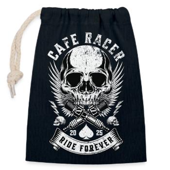 Cafe Racer Skull Ride Forever Biker - Verschließbarer Geschenkbeutel aus Baumwolle (14x20cm) - Navy - Vorne