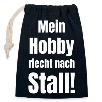 Mein Hobby reicht nach Stall - Verschließbarer Geschenkbeutel aus Baumwolle (14x20cm) - Navy - Vorne