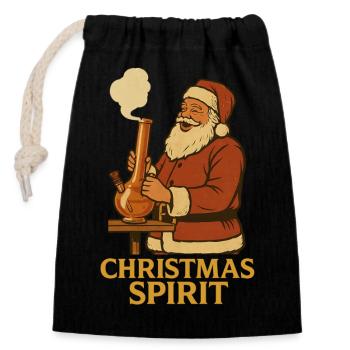 Christmas Spirit - Verschließbarer Geschenkbeutel aus Baumwolle (14x20cm) - Schwarz - Vorne