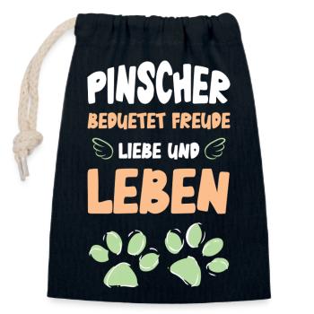 Pinscher Joy Vie amoureuse - Sac cadeau en coton avec cordon (14 x 20 cm) - bleu marine - Devant