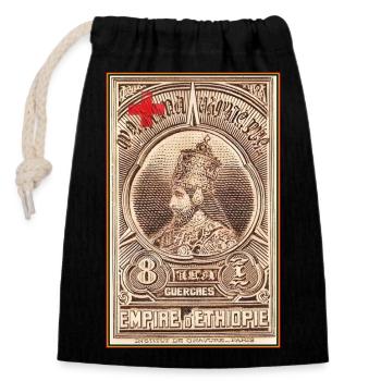 Haile Selassie I Jah Rastafari Rasta Reggae Racines - Sac cadeau en coton avec cordon (14 x 20 cm) - noir - Devant