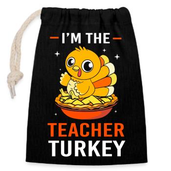 Enseignant Thanksgiving Enseignant - Sac cadeau en coton avec cordon (14 x 20 cm) - noir - Devant