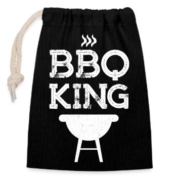 Conception principale du barbecue BBQ King - Sac cadeau en coton avec cordon (14 x 20 cm) - noir - Devant