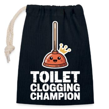 Toilet Clogging Champion Klo Humor - Verschließbarer Geschenkbeutel aus Baumwolle (14x20cm) - Navy - Vorne