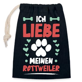 Ich liebe meinen Rottweiler - Verschließbarer Geschenkbeutel aus Baumwolle (14x20cm) - Navy - Vorne