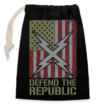 Défendre le drapeau de la République des États-Unis - Sac cadeau en coton avec cordon (14 x 20 cm) - noir - Devant
