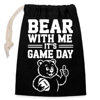 Bear With Me, It’s Game Day - Closable cotton gift bag (14x20cm) - black - Front