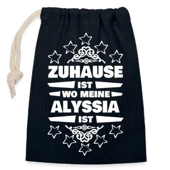 Geschenk für Alyssia - Verschließbarer Geschenkbeutel aus Baumwolle (14x20cm) - Navy - Vorne