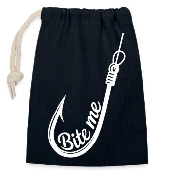 Bite Me Hook Graphic - Closable cotton gift bag (14x20cm) - navy - Front