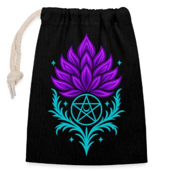 Distel mit Pentagramm - Spirituelles Symbol - Verschließbarer Geschenkbeutel aus Baumwolle (14x20cm) - Schwarz - Vorne