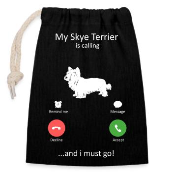 Mon Skye Terrier m’appelle et je dois aller à l’art - Sac cadeau en coton avec cordon (14 x 20 cm) - noir - Devant