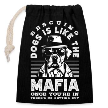 Funny Animal Rescue Sayings Adopt - Closable cotton gift bag (14x20cm) - black - Front