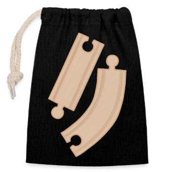 Wooden Curves Puzzle Pattern Rails - Closable cotton gift bag (14x20cm) - black - Front