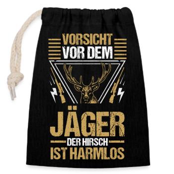 Hunting Hunting Huntsman Hunters - Closable cotton gift bag (14x20cm) - black - Front