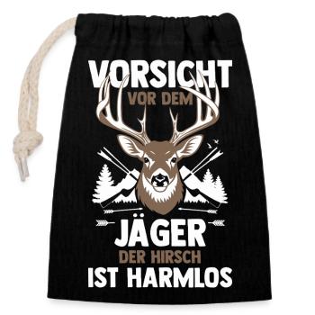 Hunting Hunting Huntsman Hunters - Closable cotton gift bag (14x20cm) - black - Front