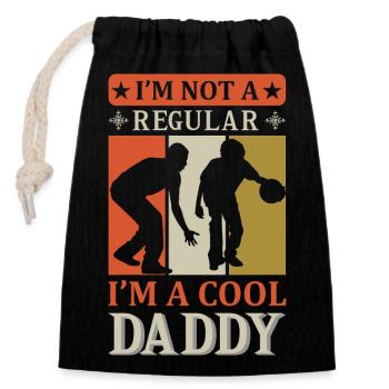 Papa Cool Shirt Papa drôle - Sac cadeau en coton avec cordon (14 x 20 cm) - noir - Devant