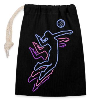 Volley-ball féminin Joueuse de volley-ball : Volley-ball de plage - Sac cadeau en coton avec cordon (14 x 20 cm) - noir - Devant