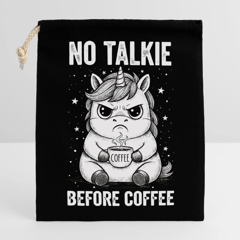 Pas de conversation devant une licorne amoureuse du café Sac cadeau en coton avec cordon (14 x 20 cm)