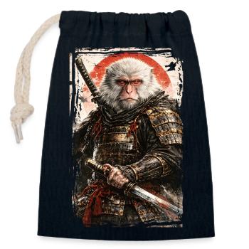 Japanische Kunst - Japanese Snow Monkey - Samurai - Verschließbarer Geschenkbeutel aus Baumwolle (14x20cm) - Navy - Vorne