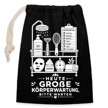 Luxusdusche als Wochenritual - Verschließbarer Geschenkbeutel aus Baumwolle (14x20cm) - Schwarz - Vorne