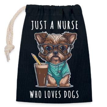Juste une infirmière qui aime les chiens et les soins de santé drôles - Sac cadeau en coton avec cordon (14 x 20 cm) - bleu marine - Devant