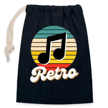 RETRO music collection - Closable cotton gift bag (14x20cm) - navy - Front