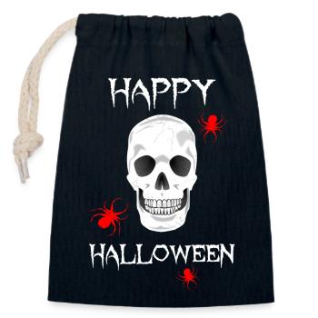 HALLOWEEN skull spiders - Verschließbarer Geschenkbeutel aus Baumwolle (14x20cm) - Navy - Vorne