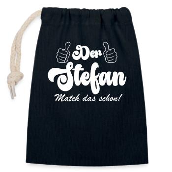 der Stefan match das schon - Verschließbarer Geschenkbeutel aus Baumwolle (14x20cm) - Navy - Vorne