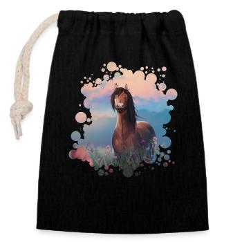 Summer evening - Closable cotton gift bag (14x20cm) - black - Front